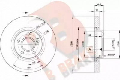R BRAKE 78rbd23937 -  Тормозной диск
